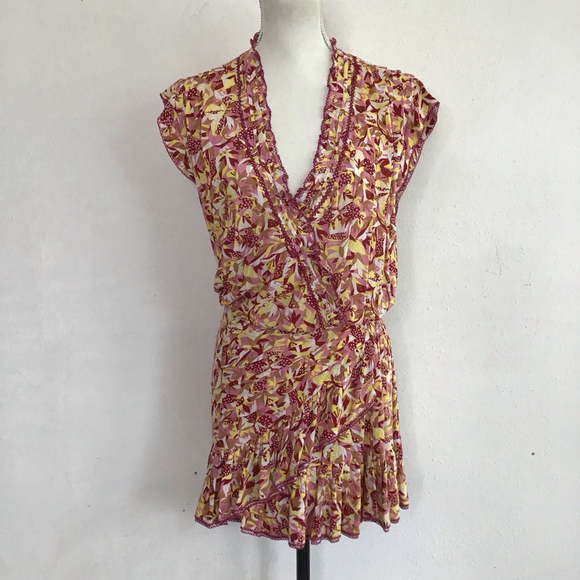 Poupette St Barth Dresses & Skirts - Poupette St Barth Women Elegant Mini Dress S Pink Yellow Floral